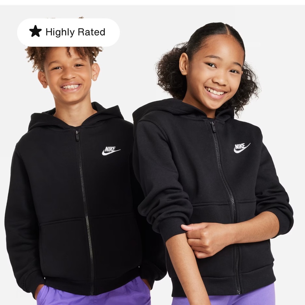 Nike Kids Black Zip-Up Hoodie
